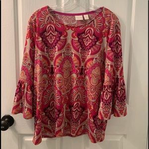 Chico’s Pink Paisley Blouse- Sz-2